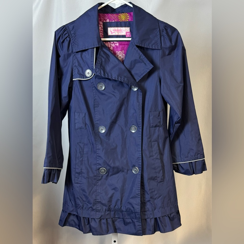 Hawke & Co Outfitters‎ Girls Button Up Raincoat Jacket size 10/12